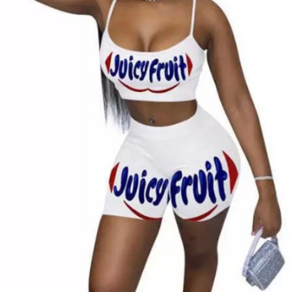 5/$25  White blue and red juicy fruit sexy short set